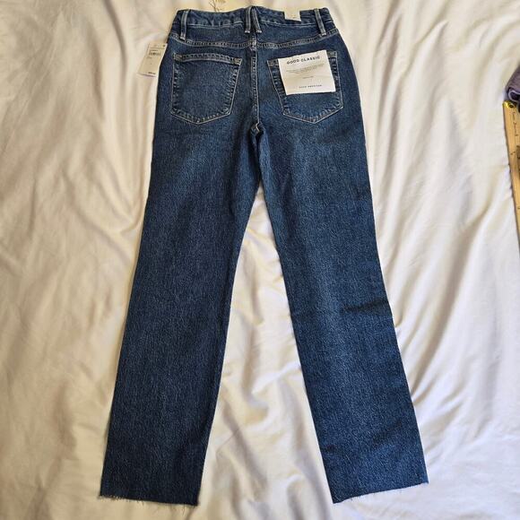 NWT Good American Good Classic High-Rise Straight Jeans Size 4/27 Raw Edge Denim - Picture 5 of 12